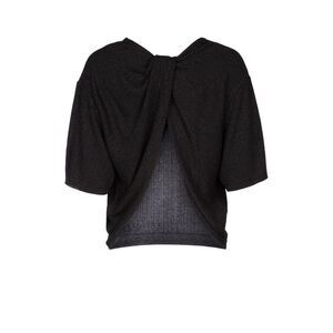 JACOB COHEN Ribbed Twist Back Knit Top Women Black T-Shirts & Tops